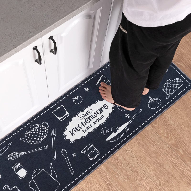 Carvapet 2-Piece Non-Slip Kitchen Rug Set â€“ TPR Backing Mats for Doorway, Bathroom, and Kitchen, Durable Runner Rug Set Includes 17"x48" and 17"x24" Sizes Stylish, Practical Skid-Resistant Design - Image 4